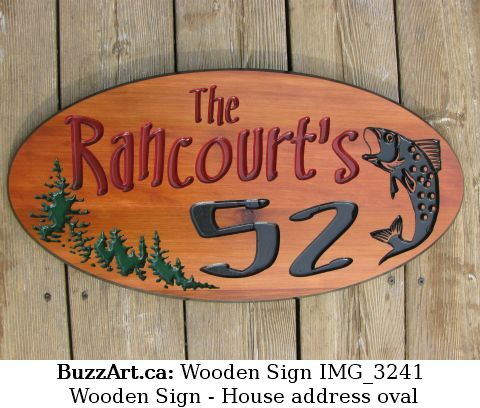 Wooden Sign - House address oval